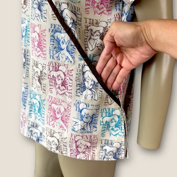 Disney Short Sleeve Medical Scrub Top Nurse Tinker Bell Women Size M Multicolor - Picture 6 of 11